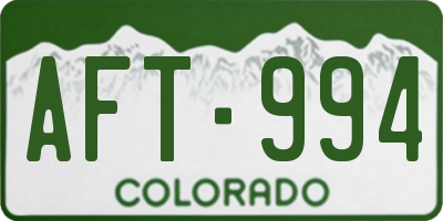 CO license plate AFT994
