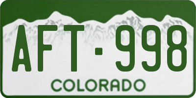 CO license plate AFT998