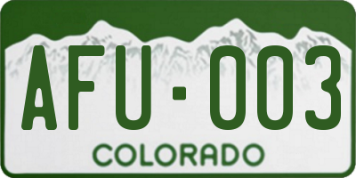 CO license plate AFU003