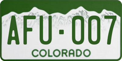 CO license plate AFU007