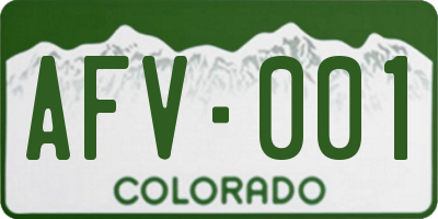 CO license plate AFV001