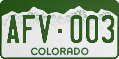 CO license plate AFV003