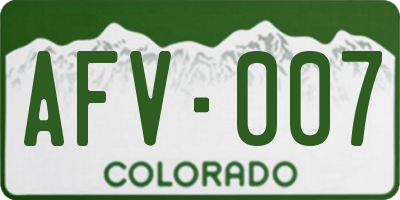 CO license plate AFV007