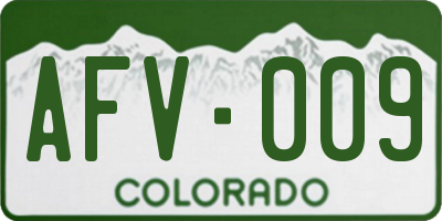 CO license plate AFV009