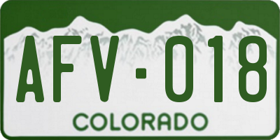CO license plate AFV018