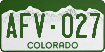 CO license plate AFV027