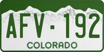 CO license plate AFV192