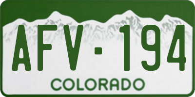 CO license plate AFV194