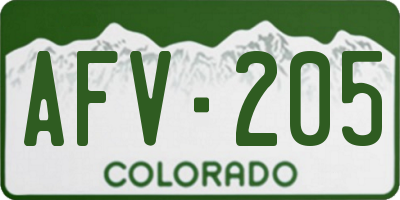 CO license plate AFV205