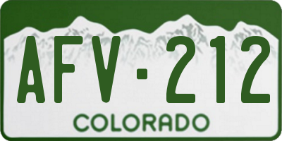 CO license plate AFV212