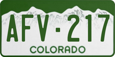 CO license plate AFV217