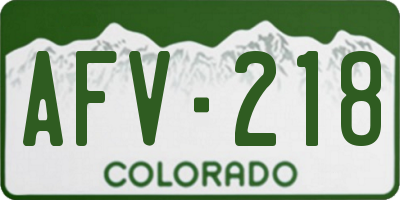 CO license plate AFV218