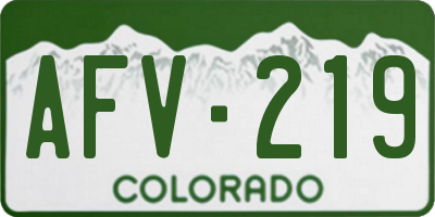 CO license plate AFV219