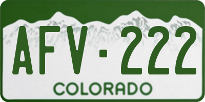 CO license plate AFV222