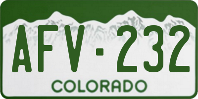 CO license plate AFV232
