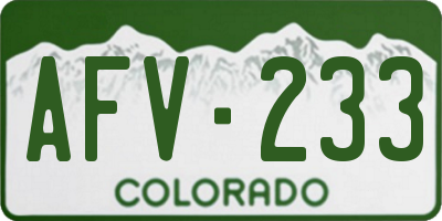 CO license plate AFV233