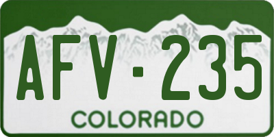 CO license plate AFV235