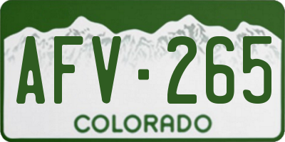 CO license plate AFV265