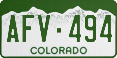 CO license plate AFV494
