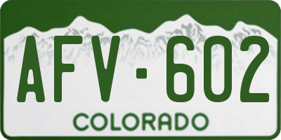 CO license plate AFV602
