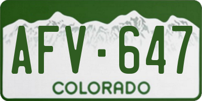 CO license plate AFV647