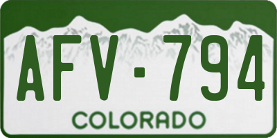 CO license plate AFV794