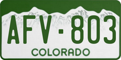 CO license plate AFV803