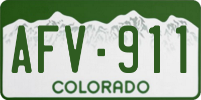 CO license plate AFV911