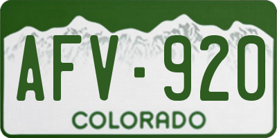 CO license plate AFV920