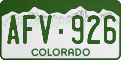 CO license plate AFV926