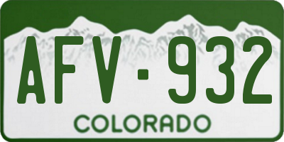 CO license plate AFV932