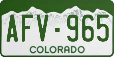 CO license plate AFV965