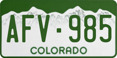 CO license plate AFV985