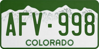 CO license plate AFV998