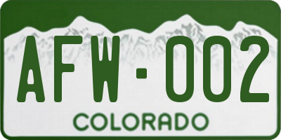 CO license plate AFW002