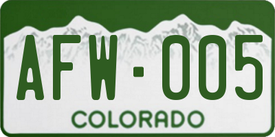 CO license plate AFW005