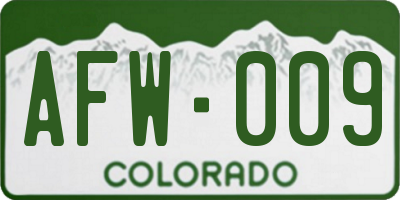 CO license plate AFW009