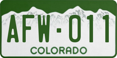 CO license plate AFW011