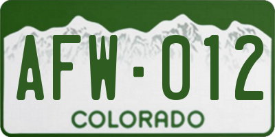 CO license plate AFW012
