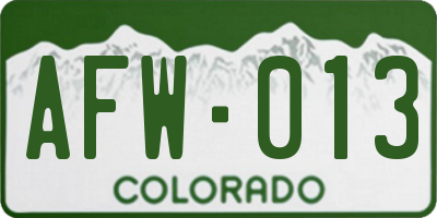 CO license plate AFW013
