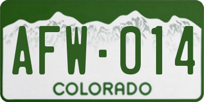 CO license plate AFW014