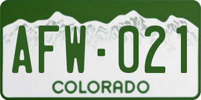 CO license plate AFW021