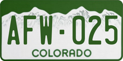 CO license plate AFW025