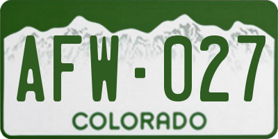CO license plate AFW027