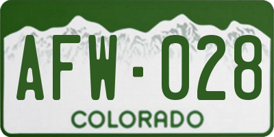 CO license plate AFW028