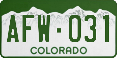 CO license plate AFW031