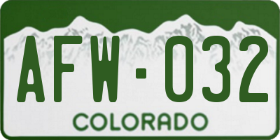 CO license plate AFW032