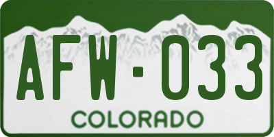 CO license plate AFW033