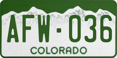 CO license plate AFW036