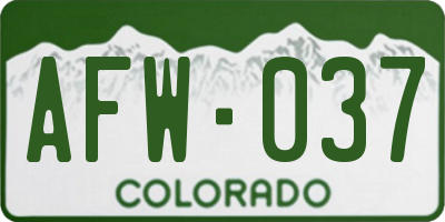 CO license plate AFW037